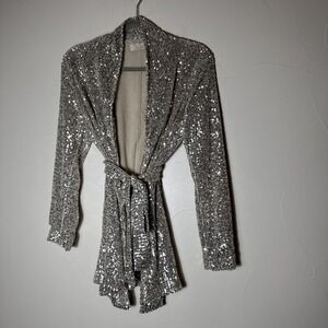 Sofia Womens Small/medium Sequin Tie Jacket Lined Made In Italy Party‎